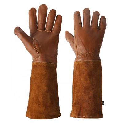 China Durable Goatskin Leather Proof Gardening Gloves Long For Men And Women Protect Your Arms Up To The Elbow for sale