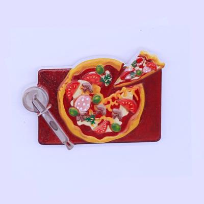 China Durable low price Q version of spot food fridge souvenir cartoon fun pizza metal custom fridge magnets for sale