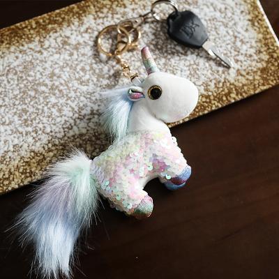 China Sequin Key Chain Mini Cute Plush Pillows Novelty Soft Toy Doll Product Sequin Plush Key Chain For Girls for sale