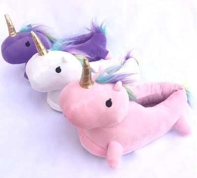 China Unicorn Stable 3D Soft Indoor Slippers Unicorn Slippers High Quality Lightweight Plush Slipper For Kids And Women for sale