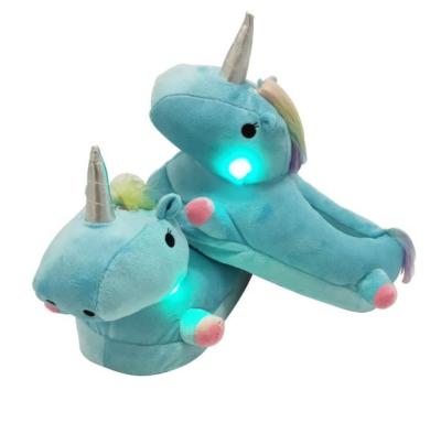 China New Light Women 3D Character Plush Unicorn Animal Slippers Ladies Plush LED Slippers Cute Animal Unicorn Slippers Girls LED 3D Slippers for sale