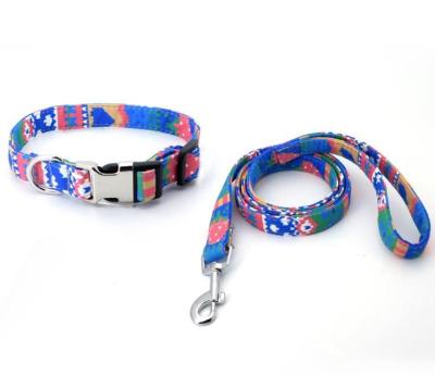 China Custom High Quality Strong Safety Printing Customized Reflective Brand Adjustable Pet Buckle Dog Nylon Pet Collar&Leash for sale