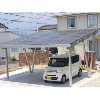 China Aluminum alloy 6005-T5 & 304 Stainless Steel Customized Aluminum Waterproof Parking Lot 2 Solar Car Shed Parking Lot Photovoltaic Support Structure for sale