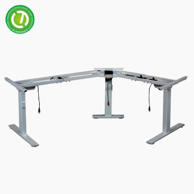 China Adjustable (Height) Motorized Adjustable Triple Motor L Shape Legs Auto Height Table Desk for sale