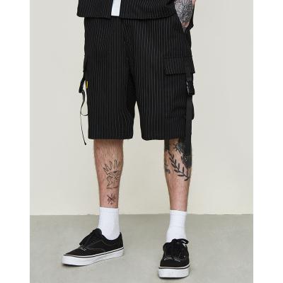 China Hot sale fashion plain summer vertical wholesale men's anti-pilling no logo cargo shorts with stripes men's striped shorts for sale