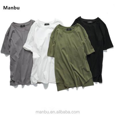 China New Promotion Breathable Cotton Pure Color Arched Front Split Back T-Shirt For Men for sale