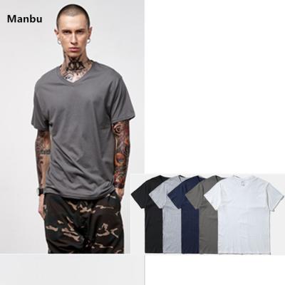 China OEM Summer Short Service Cotton Blank Mens V-Neck Sleeve T-Shirt for sale