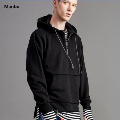 China Anti-pilling new design white fashion hoodies rings decorative half zipper sweatshirt hoodie for men for sale