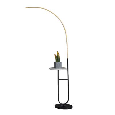 China Post modern minimalist marble cladding lighting 2 in 1 led standing led floor lamp with Table in villa cafe lobby living room for sale