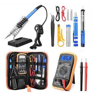 China Electric Job 60W Electric Welding Iron Set With Multimeter Canister Sucker Screwdriver Utility Knife Kit Welding US EU for sale