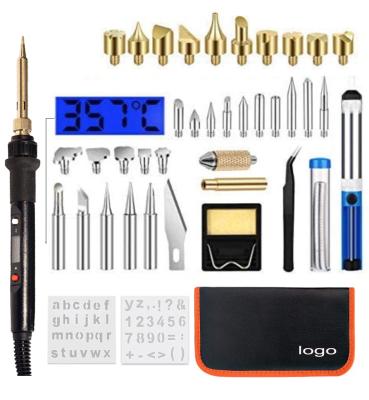 China 41pcs Professional Wood Burning Solder Kit 110V/220V with LCD Temperature Adjustable Soldering Iron Pyrography Set for sale