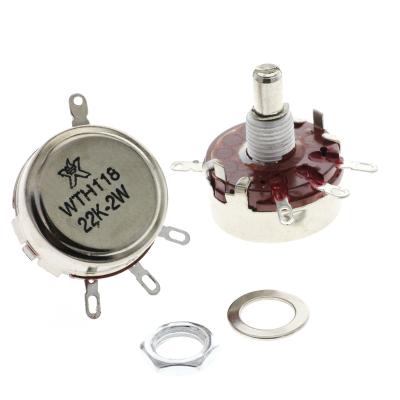 China WTH118 2W 1A Rotary Potentiometer 1K 2.2K 4.7K 10K 22K 47K 100K 470K 1M WTH118-2W Rotary Potentiometer Wx118 for sale