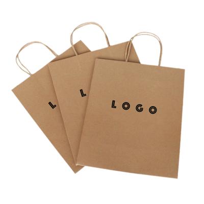 China Recyclable China Supplier Custom Logo Brown Kraft Paper Bags With Handle Custom Logo Paper Bag Rope for sale