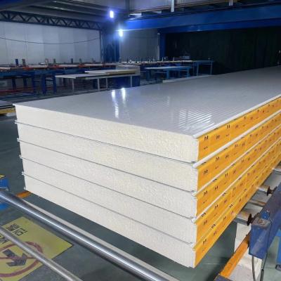 China Modern Design 100mm Thickness PUF PU Corrugated Panel Sandwich Insulation Board for Warehouse Roof for sale