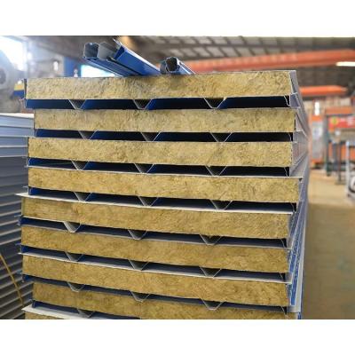 China Modern Design Style Fireproof and Waterproof Rock Wool Sandwich Panel for Roof Wall Insulation for sale