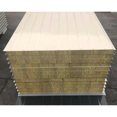 China Modern 100mm Soundproof Rock Wool Insulated Sandwich Panel for Warehouse Roof and House Wall for sale