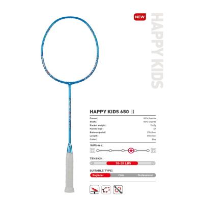 China Elastic Type Kids 5U Junior Badminton Racquet For Kawasaki Badminton Rackets For Kids Happy Children 650II 8~13 Year Old (Stringed) for sale