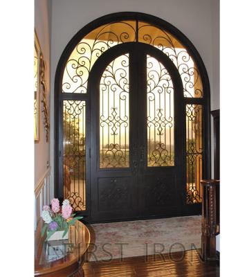 China Easy Installation Wrought Iron Security Double Doors , Wrought Iron Double Front Entry Doors for sale