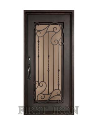 China Sound Insulation Rectangle Iron Single Door , Flat Surface Wrought Iron Single Swing Door for sale