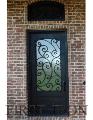 China Easy Installation Exterior Single Position Wrought Iron Front Entry Design for sale