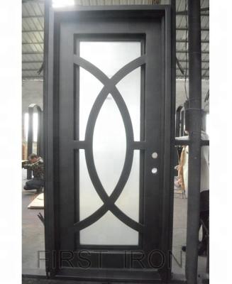 China Matte Black Waterproof Iron Single Entry Door , Modern Simple Iron Door Design for sale