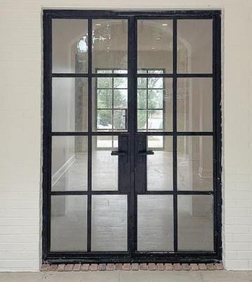 China Wholesale High Quality Easy Installation Low-E Glass Glazed Steel Iron French Door for sale