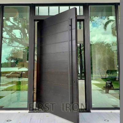 China Waterproof modern solid steel pivot door with glass position lights for sale