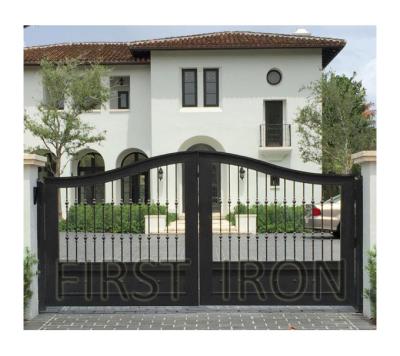 China Easily Assembled Electric Automatic Swing Wrought Iron Double Swing Gate For Driveway for sale