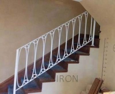 China Easily Assembled White Interior Straight Wrought Iron Stair Railings , Interior Wrought Iron Hand Railing for sale