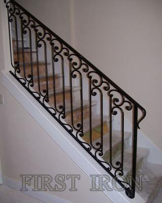 China Easily Assembled Interior Black Straight Wrought Iron Stair Hand Railings for sale