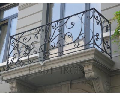 China Easily Assembled Artistic Exterior Wrought Iron Balcony Railings , Forged Iron Window Grill Railings for sale