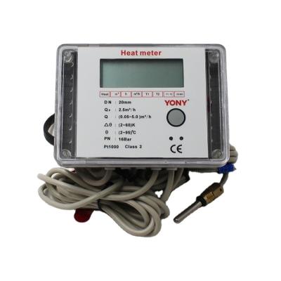 China Zhejiang Digital Pt1000 Yony Sensor Ultrasonic Wave Heat Energy Meter With Copper Pipe DN25 for sale