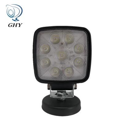 China Flood Beam 4 Inch New Square 27W LED Work Light Super Bright 9 LEDs Driving Lamp For Offroad Forklift Truck for sale