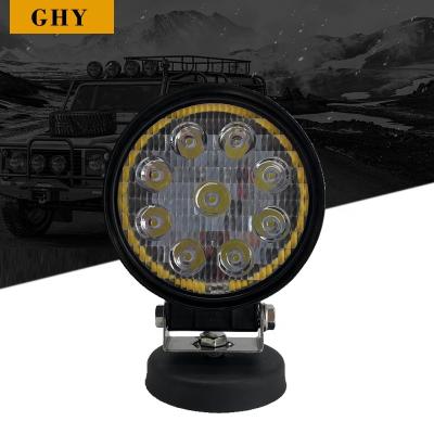 China Spot/Flood 4 Inch Around 27W 9 LED Automotive LED Work Light With Working Halo Lamp For Offroad Forklift for sale