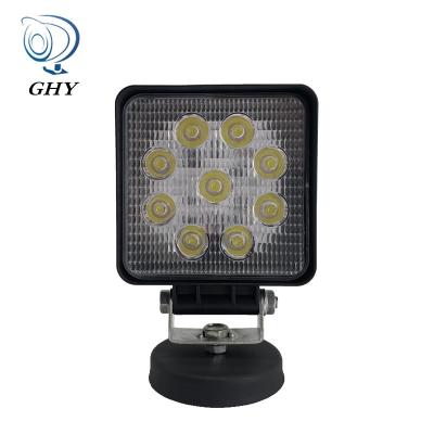 China Spot/Flood 4 Inch Square 27W LED Work Light 9 LED Running Lamp Automobile Driving Light For Offroad Forklift for sale