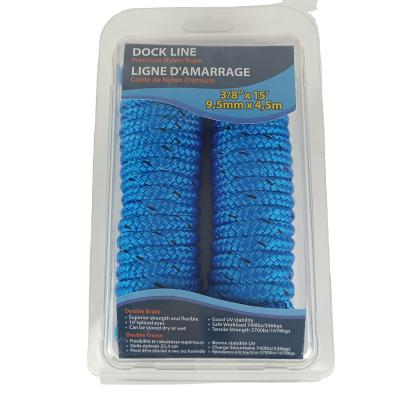 China Polypropylene 2PK 12mm Customized Braided Marine Double Rope Dock Line With Eye Splice for sale