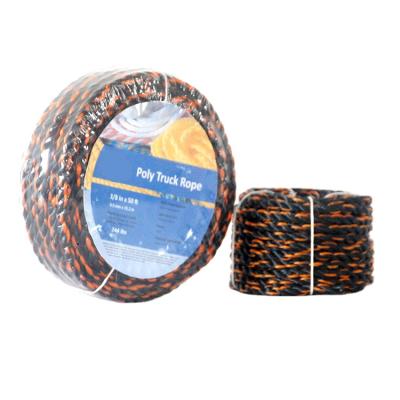 China PP California 50ft PP Truck Rope 3/8in Twisted Rope Orange Black for sale