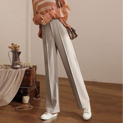 China 2020 Winter Anti-wrinkle Pants Wool Women's New High-waist Wide-leg Pants Loose Straight-leg Casual Pants for sale