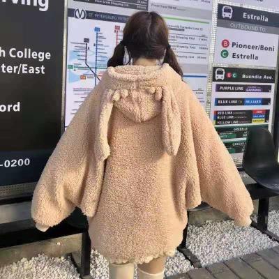 China Lovely Plush Long Sleeve Plush Coat Anime Cartoon Kawaii Rabbit Hoodie Casual Oversized Girl Lady Winter Breathable Hooded Warm Sweatshirt for sale