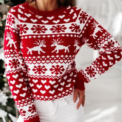 China Anti-Wrinkle Christmas Sweater Knitting Tops 2020 Autumn Winter Sweaters Female O Neck Pullover Women Sweaters for sale