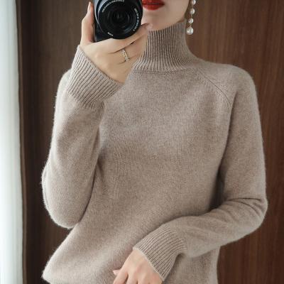 China Anti-wrinkle turtle neck cashmere sweater women winter cashmere pullovers knit female long sleeve thick loose sweater for sale