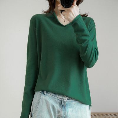 China High Quality Anti-wrinkle Pullover Knitted Cashmere Sweater V-collar Long Sleeve Sweater Women Pullover Woman 2019 Novelty for sale