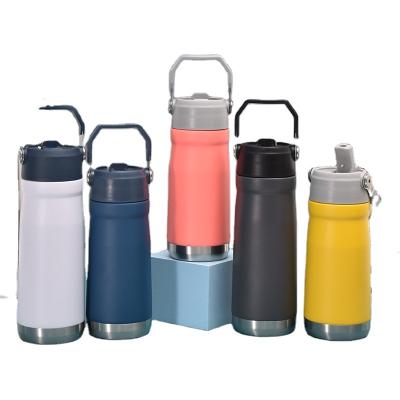 China 2022 Popular Viable Water Bottle 530ML 650ml Flip Straw 316 Stainless Steel Sports Thermos Viable Drinking Flask for sale