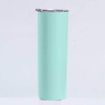 China 20oz Stainless Steel Double Walled Sublimation Straight Tumbler Cups Vacuum Insulated Thin Straight Tumbler With StrawPop for sale