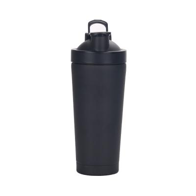 China Custom Viable 750ml Sport Mixer Water Cup Logo Portable Double Wall Stainless Steel Vacuum Insulated Gym Protein Shaker Bottle for sale