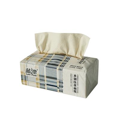 China Good hardness. Wet Water Is Not Broken Lampure Hot Sale Water Hardness Embossed Bamboo Soft Pulp Facial Tissue Paper Package for sale