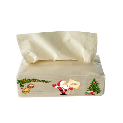 China Factory Direct Wholesale Christmas Embossing Unbleached Facial Tissue Paper 3 Ply For Daily Use for sale