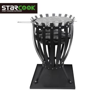 China Stocked 26 Inches Outdoor Burning BBQ Grill Durable Wooden Fire Pit With Height for sale