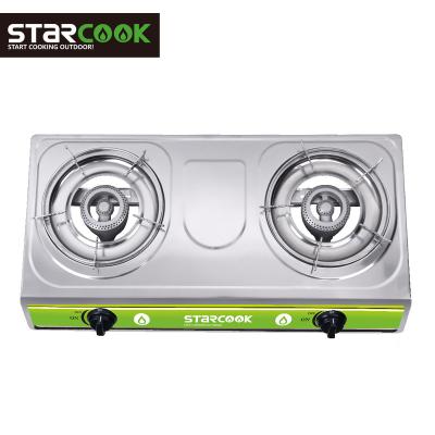 China Easily Cleaned, Lightweight Stainless Steel Gas Cooktops With 2 Cast Iron Burner for sale