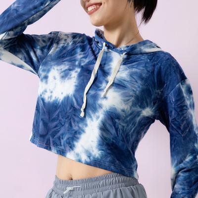 China Breathable High Quality Women Fitness Gym Long Sleeve Yoga Wear Sports Tops With Hoodies for sale